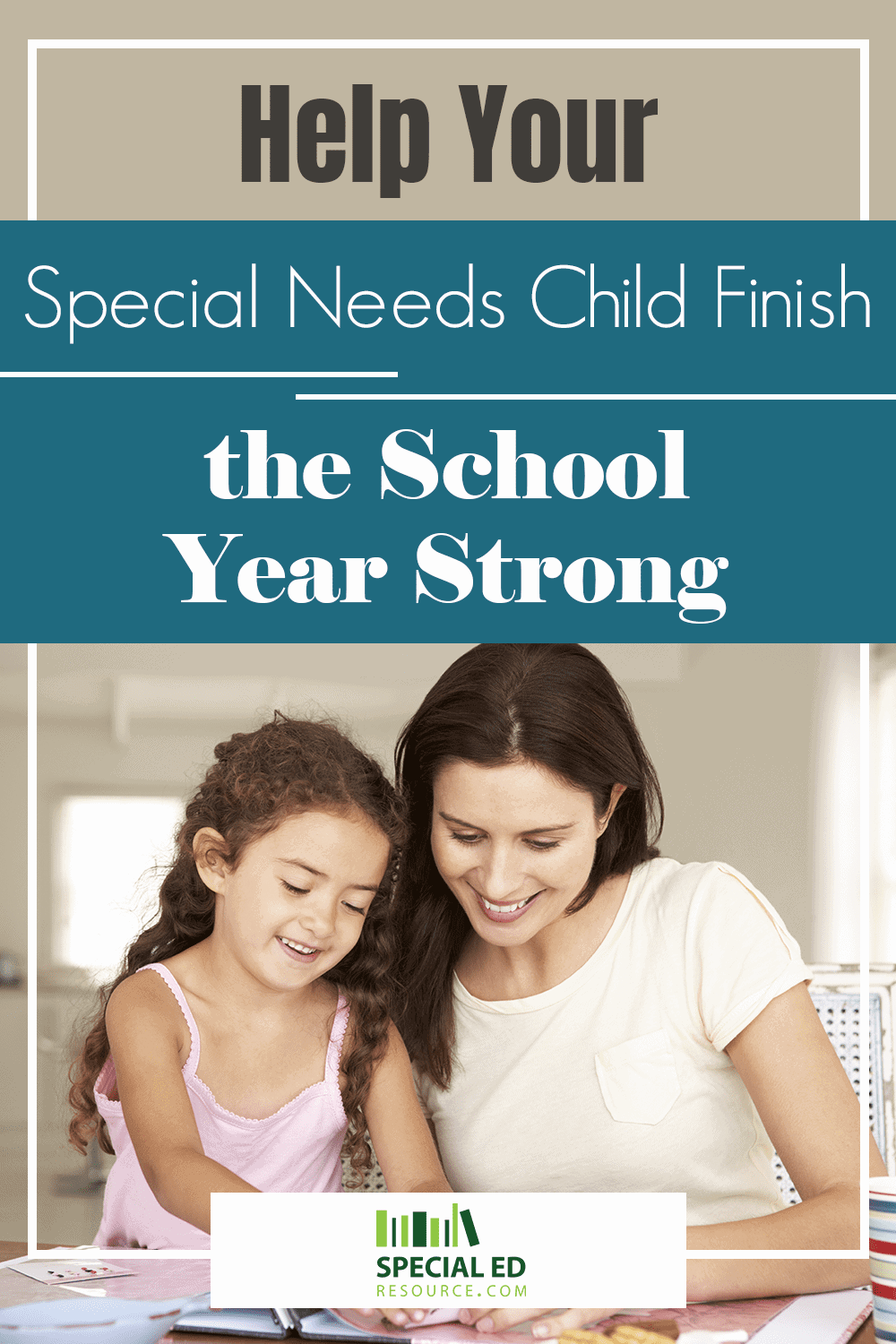 A mom and her daughter working on a school year memory book one of the ideas to help your special needs child finish the school year strong.