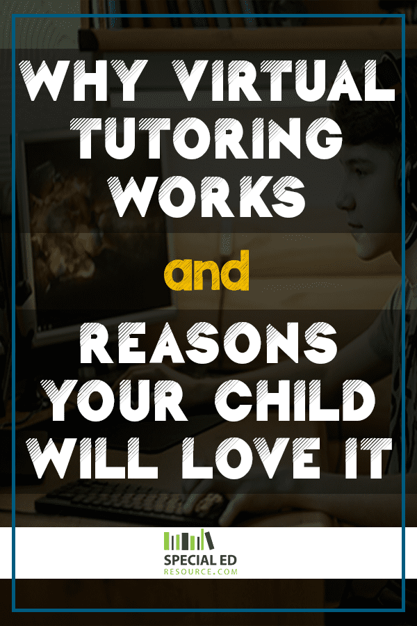 Young boy sitting in front of his computer at home doing virtual tutoring and loving it!