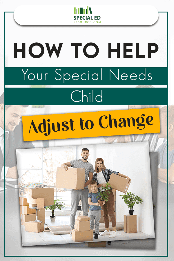 Family packing up for a move with a special needs child that will need help to adjust to change before going to a new school.
